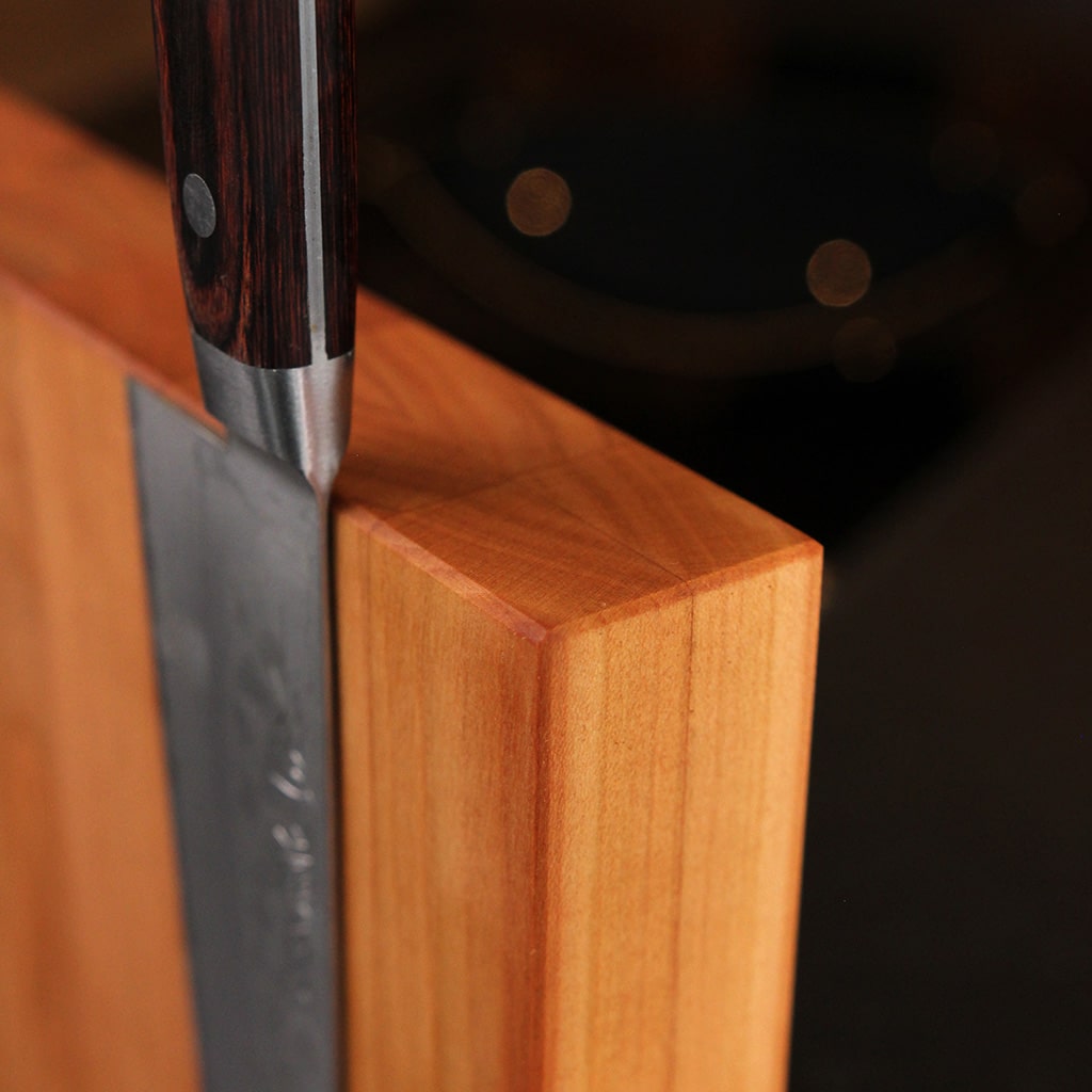 Cherry Magnetic Knife Block handcrafted solid wood magnetic knife block
