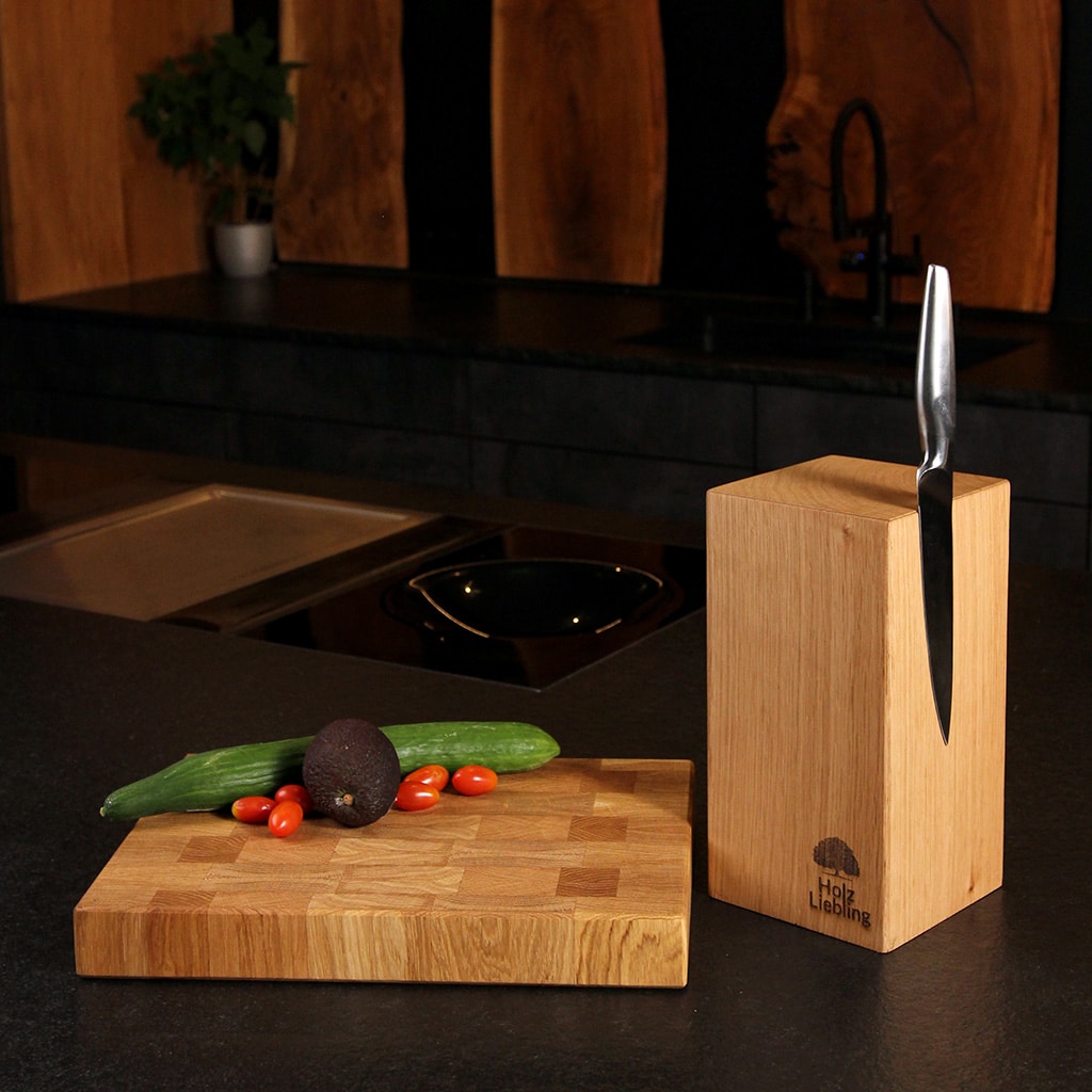 Oak Monolith Magnetic Knife Block handcrafted solid wood magnetic knife block