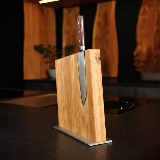 Oak Magnetic Knife Block handcrafted solid wood magnetic knife block