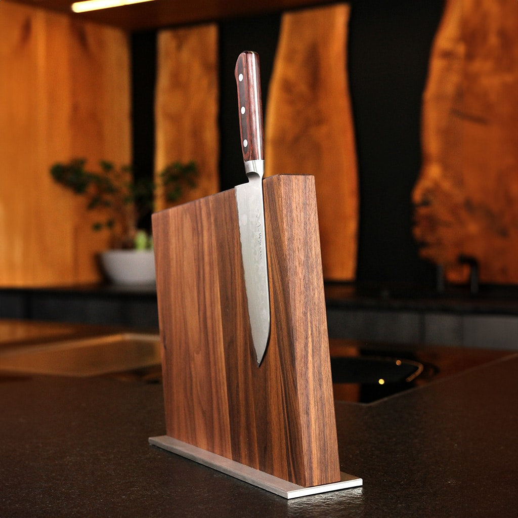 Walnut Magnetic Knife Block Design XL